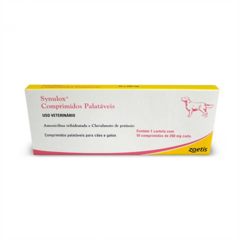 Antibiótico Zoetis Synulox de 10 Comprimidos - 250mg